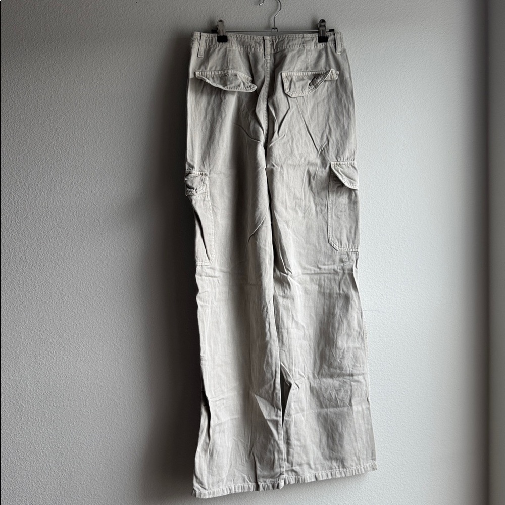 Zara Kahki Cargo Wide Pants women’s size 6 - Picture 4 of 5